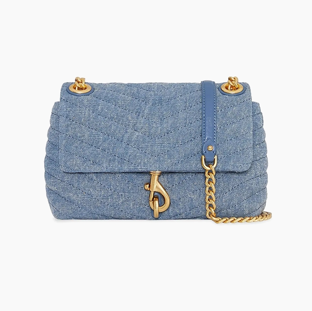 Rebecca Minkoff Edie Denim Chevron Quilted Chain Shoulder-Crossbody Bag